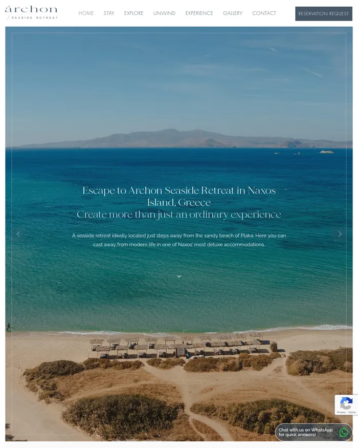 Στιγμιότυπο της αρχικής σελίδας του Archon Naxos
