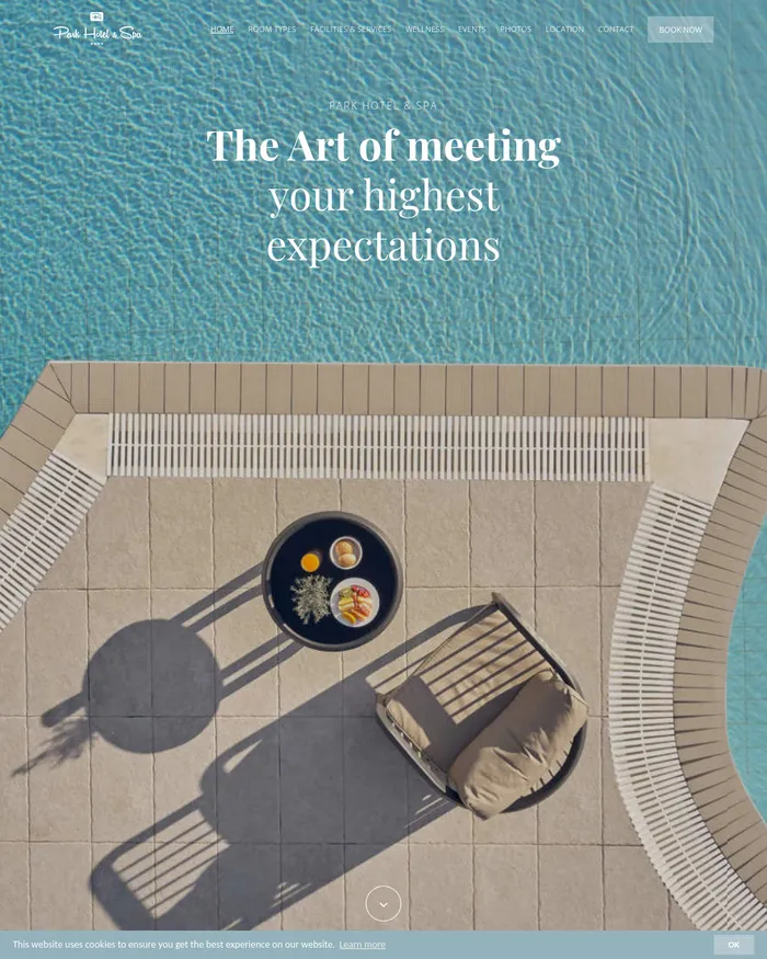 Στιγμιότυπο της αρχικής σελίδας του Park Hotel & Spa